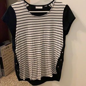 Front stripe black sheer back